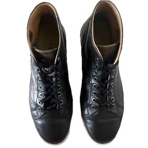 Coach High Top Sneakers Men's 9.5D Black Brown Leather Lace Up Casual Shoes